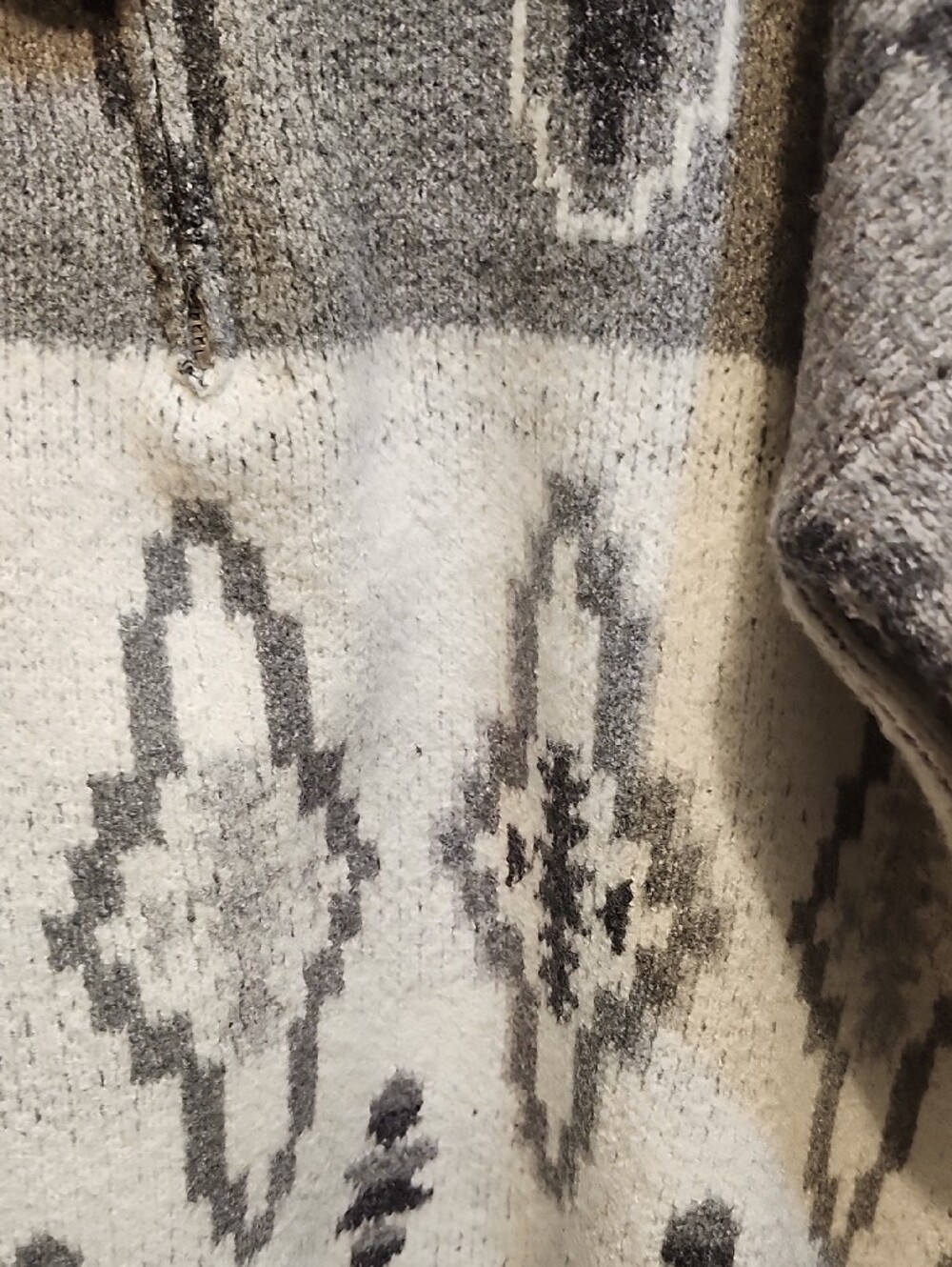 ❤️3 For 10.❤️Pink Republic Gray & Cream Patterned Shawl Collar Sweater - Picture 3 of 3